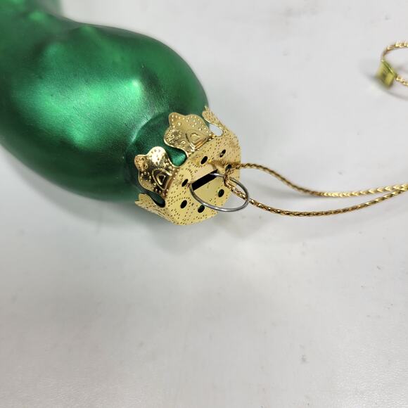 Vintage German Pickle Ornament 4" Green Glass Christmas Tradition Tree Decor - Picture 8 of 12